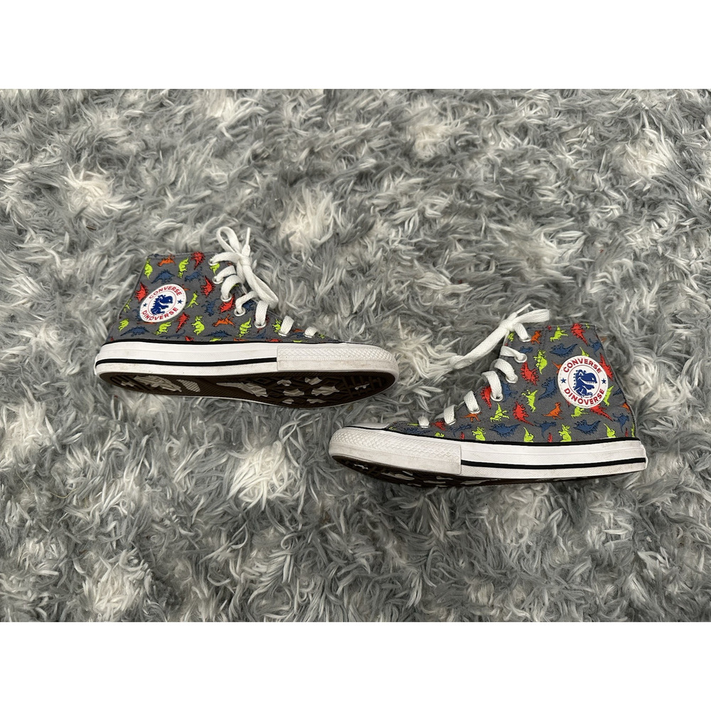 Converse Dinosaur High Top Sneakers in Gray Kids Size 2